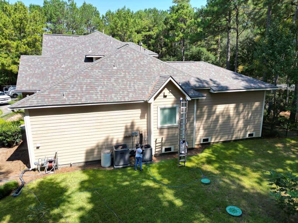 Exterior Painting in Magnolia, TX 4 Before repaint exterior view of single family home