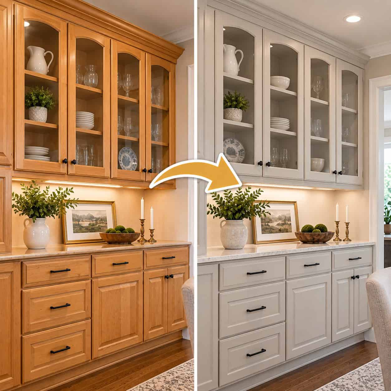 Maple Cabinets Maple built-in cabinetry before and after professional cabinet painting