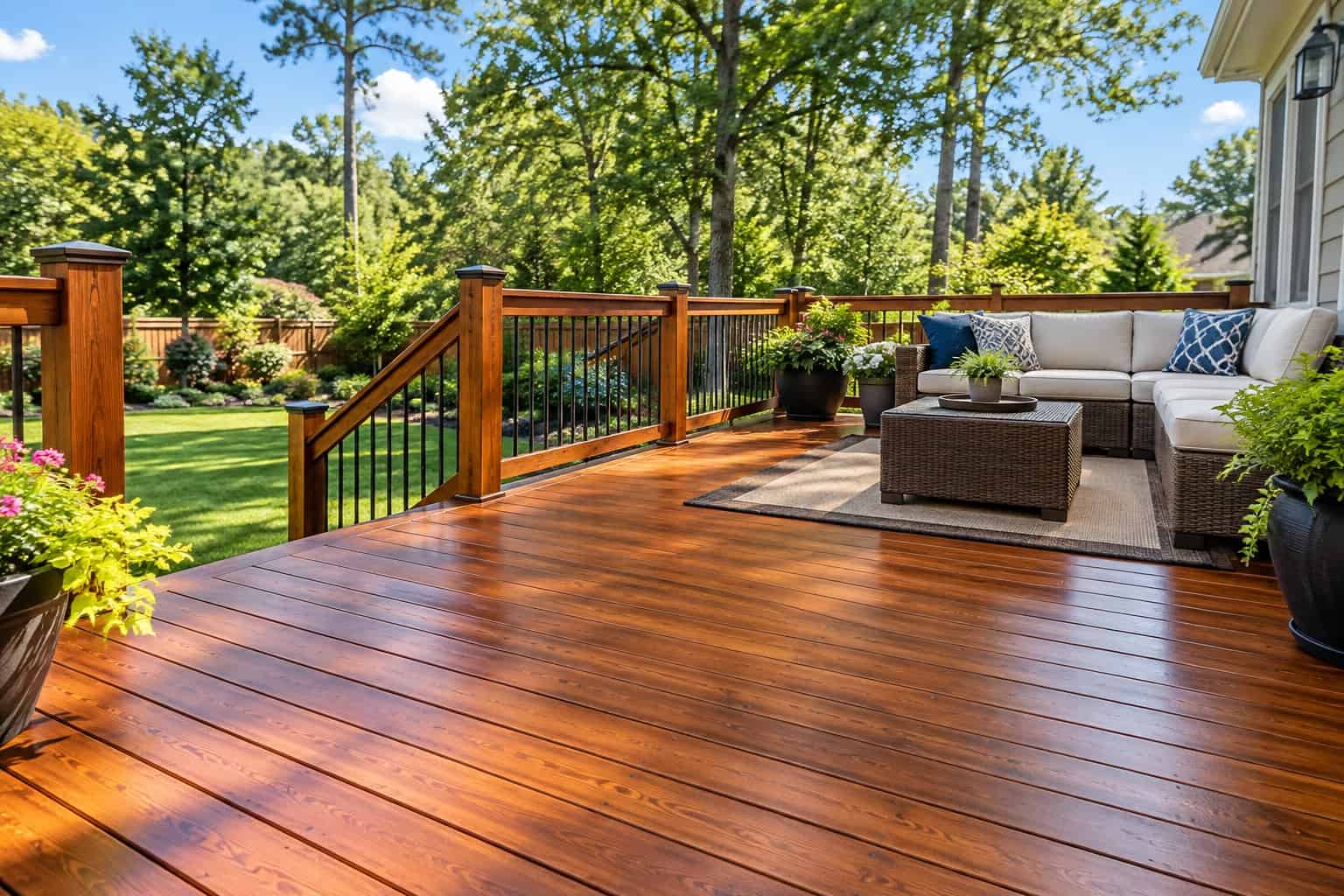 stained backyard deck